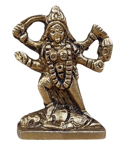 Craftsofindia® Goddess Kali Small Brass Statue - Divine Décor, 3-inch Handcrafted Hindu Idol for Home Altar and Spiritual Spaces
