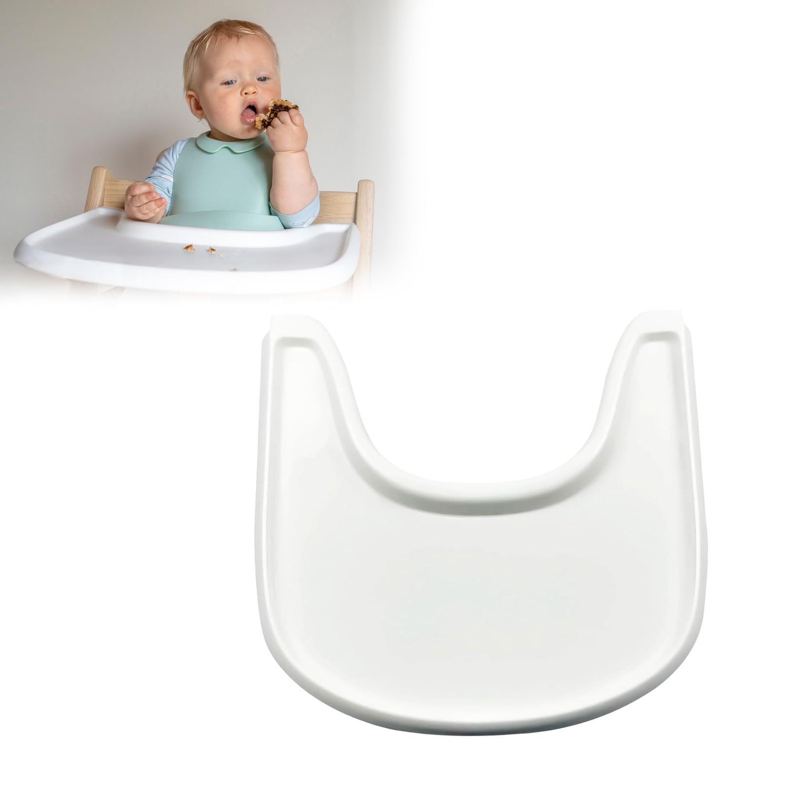Tray für Hochstuhl,Tablett Kompatibel mit Stokke Tripp Trapp Stuhl,100% BPA-frei,Einfach zu montieren,glatter Oberfläche starker Saugkraft,Hochstuhlzubehör für Kleinkinder 6–36 Monate (Weiß)