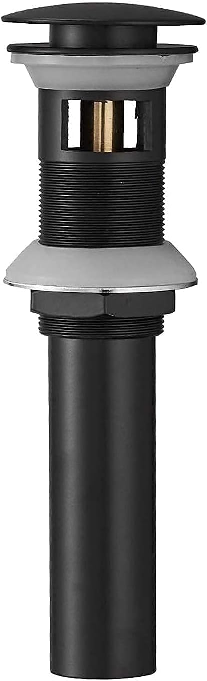 Matte Black Bathroom Faucet Single Hole Single Handle Lavatory Basin Vanity Sink Faucet with Pop Up Drain with Overflow Supply Line