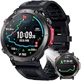 Orologio Smartwatch Uomo con GPS Sport: 1.46" Rotondo Orologi Intelligente con Chiamate Bluetooth Fitness Smart Watch LED Flashlight Monitoraggio Sonno IP68 Impermeabile Compatibile con Android e iOS