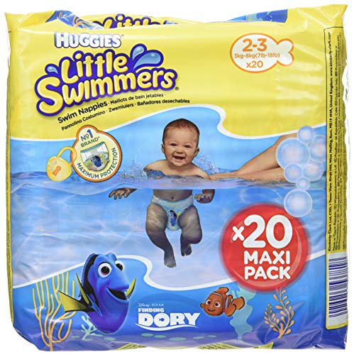 Huggies Little Swimmers S Pañales, talla 2-3 (3-8 kg), 5 paquetes de 20 (100 pañales)