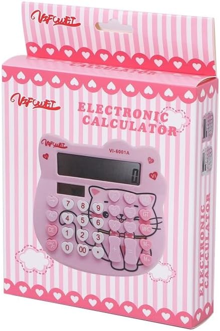 Linda Calculadora Rosa con Rinstones de Folyba con Pantalla LCD de 12 Dígitos, Doble Alimentación por Solar y Batería