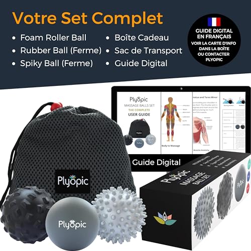 Plyopic Balles de Massage – Lot de 3 Boules Haute Densité (Fermes) pour le Relâchement Myofascial, Fasciite Plantaire, Mobilité et l‘Automassage des Trigger Points: Dos, Nuque, Jambs, Pied etc – Image 3