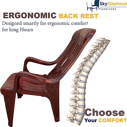 Image of Cello Comfort Relax Plastic Arm Chair |Single Chair for Balcony | Garden | Living Room | Indoor and Outdoor Use | Color: Rosewood; Single Chair