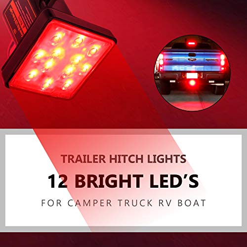 Cenipar TRAILER HITCH COVER Hitch Receiver Cover With 12 Leds Red Brake Light thumb #2