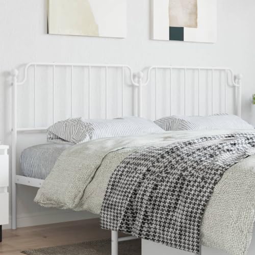 Frdhee Cabecero de cama de metal blanco