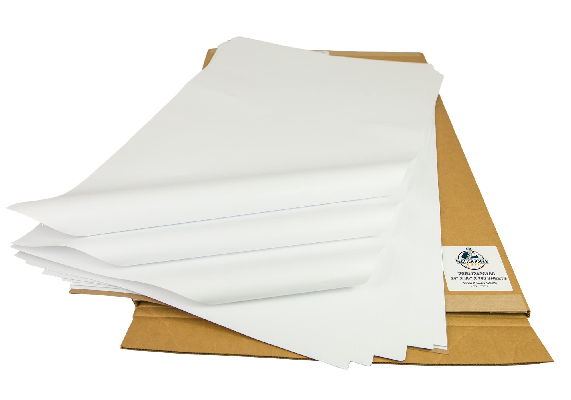 20lb Uncoated Inkjet Bond Paper, 24" x 36", 100 sheets per pack
