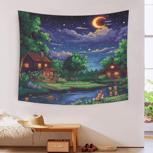 Tapisserie murale tissu pour agrandir une piece salon chambre effet 3D nuit