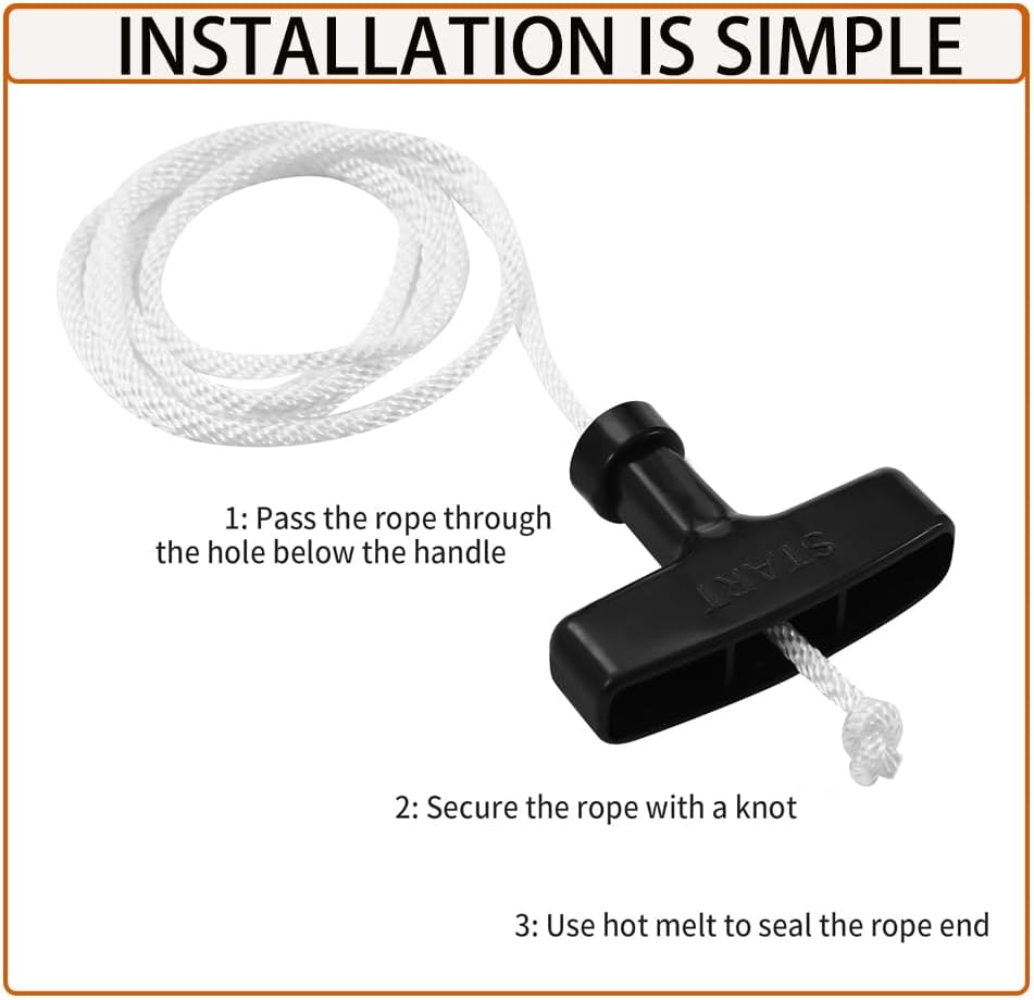 Engine Recoil Starter Handle Pull Cord for Hon da GX160 GX200 GX240 GX270 GX340 Lawn Mower, String Trimmer, Generators, Small Engines (3.9 ft X 4.0mm)