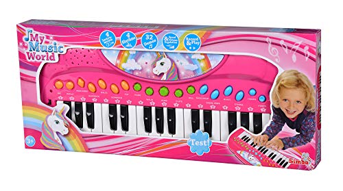 Simba 106832445 - My Music World Einhorn Keyboard, 32 Tasten, versch. Sound Modi, 4 Rhythmen, Demos, 42cm, ab 3 Jahre