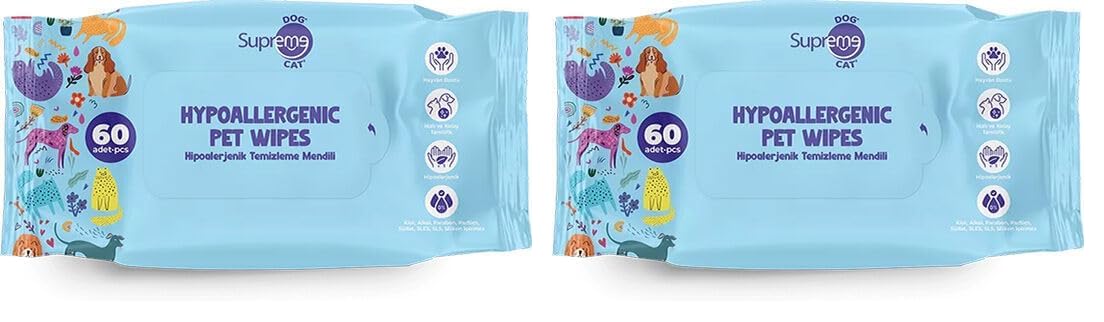 SUPREME DOG HİPOALERJENİK TEMİZLEME MENDİLİ 2li paket