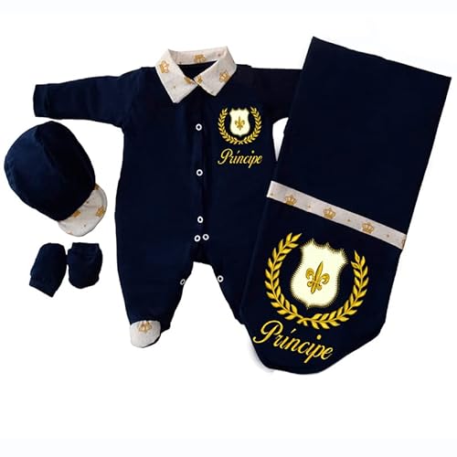 Kit Saída Maternidade Príncipe Ursinho Brasão Menino Bebê 4 Peças