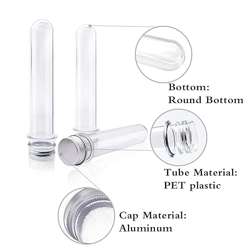 Miniatura 3 de Tubos de ensayo de plástico transparente con tapas, 20 tubos transparentes de 0.984 x 5.512 in (1.5 fl oz) con 2 embudos para experimentos
