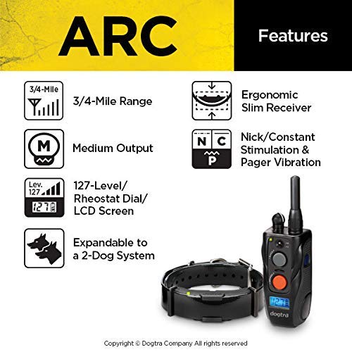 Dogtra Arc Slim Ergonomic 3/4-Mile Remote Dog Training E-Collar With 127-Level Precise Control Via Lcd Screen #TOP1