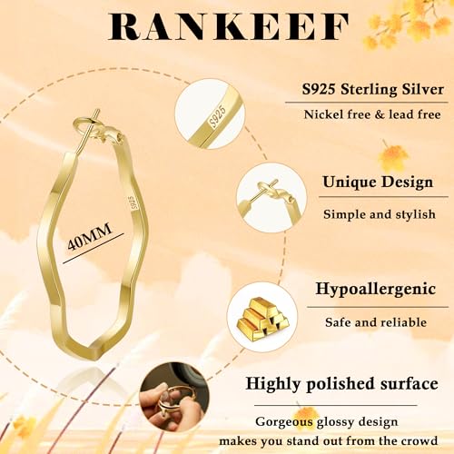 RANKEEF 3mm Gold Hoop Earrings For Women Large Gold Hoops 925 Sterling Silver Post Hypoallergenic Sterling Silver Hoop Earrings Silver Hoops Earrings For Women 30/40/50/60MM - Image 4