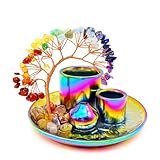5 in 1 Incense Burner Holder with Crystal Tree for Burning Palo Santo Stick, Sage, Incense Sticks, Candle, Ceramic Tray Ash Catcher, Meditation Gift (Colorful)