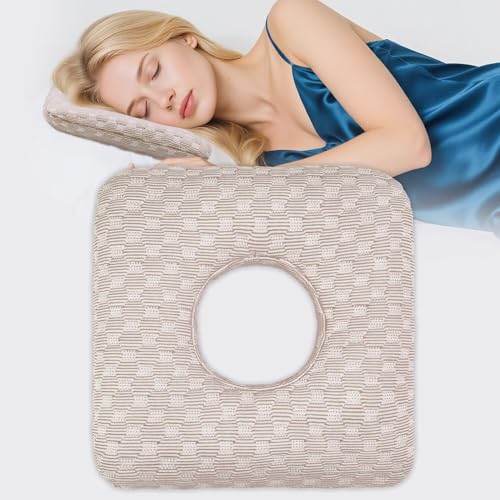 Wucidici Ear Piercing Pillow for Side Sleepers with Hole for Ear Pain CNH Inflammation, Relief Sleeping Pressure Pain, Cooling and Breath Guard Pillow
