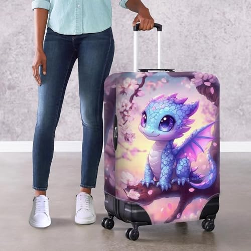 Dragon Suitcase Cover Travel Luggage Protector Washable Elastic Suitcase Covers Anti-Scratch Zip Closure Lugagge Covers for Suitcase Cherry Blossom Luggage Cover Fits 22-25 Inch, M4