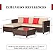 SUNCROWN Outdoor Sectional Sofa (5-Piece Set) All-Weather Brown Checkered Wicker Furniture with Brown Seat Cushions and Modern Glass Coffee Table, Patio, Backyard, Pool