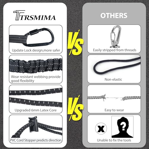 Image of TRSMIMA Safety Tether Lanyard Tool - Fall Protection Retractable Lanyard with Single Aluminum Screw Lock Carabiner Metal Buckle Adjustable Loop End Maximum Weight Limit 17.6lb