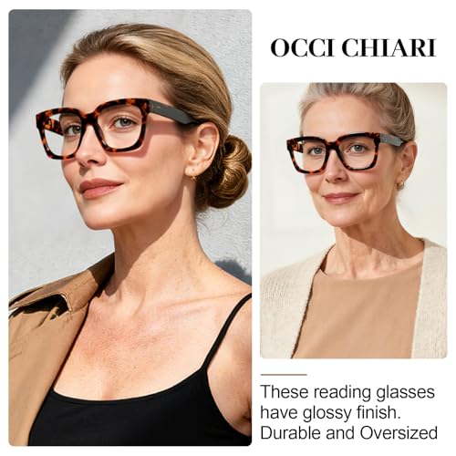 Image of OCCI CHIARI Large Reading Glasses Women Retro Reader 1.0 1.5 2.0 2.5 3.0 3.5 1.25 1.50 1.75 2.25 2.75 4.0 5.0 6.0