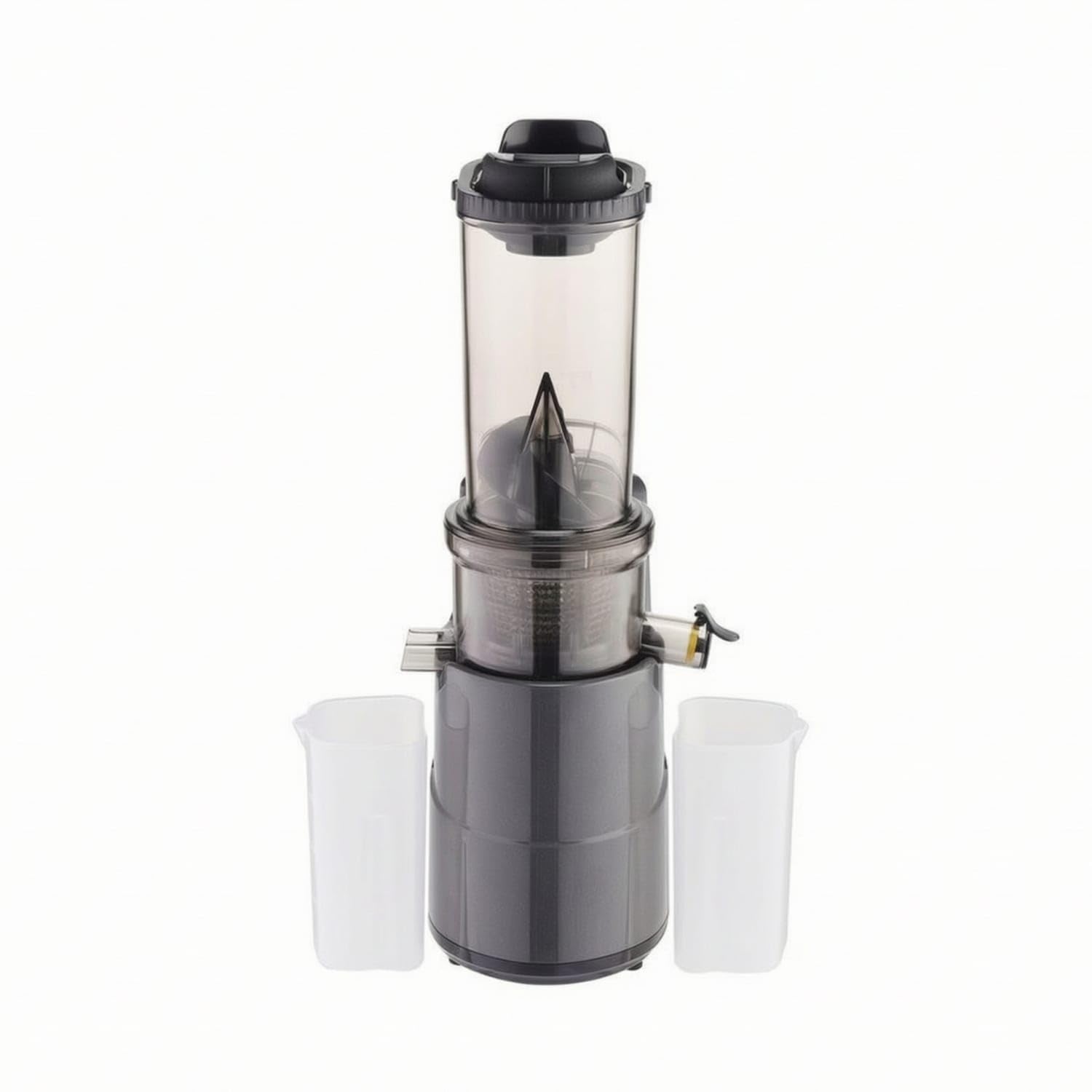200w vertical slow juicer low speed upright auger juicer electric cold press juice extractor countertop for everyday fruit and vegetable juicing, silver gray, eu plug