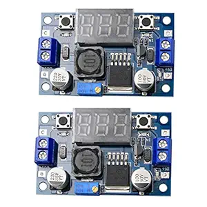 LM2596 LM2596S DC-DC Step Down Buck Power Converter Adjustable DC 4-40V Input to DC 1.25-37V Output Power Supply Module with LED Display, Pack of 2