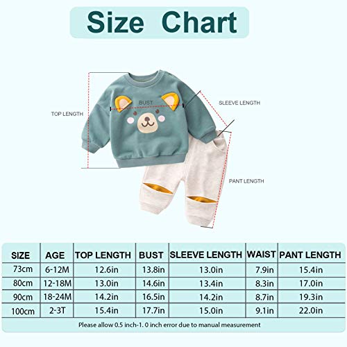 Toddler Baby Boys Clothes Long Sleeve Clothing Set Cute Cartoon Tops+Pants 2 Piece Outfits,Bear 12-18Month/80Cm #TOP5