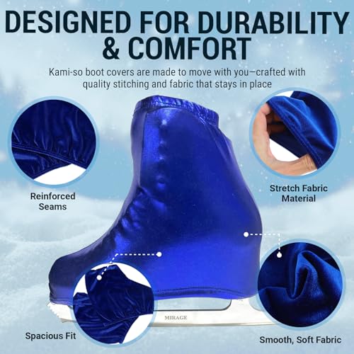 Kami-So Metallic Figure Skate Boot Covers | Ice Hockey Skates Protection Against Scratches, Scuffs, and Dirt | Durable Skate Shoe Covers | Ice Skating Accessories | Silver - Adult Size - Thumbnail 4