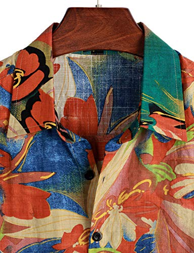 VATPAVE Mens Casual Short Sleeve Button Down Shirts Regular Fit Hawaiian Summer Shirt