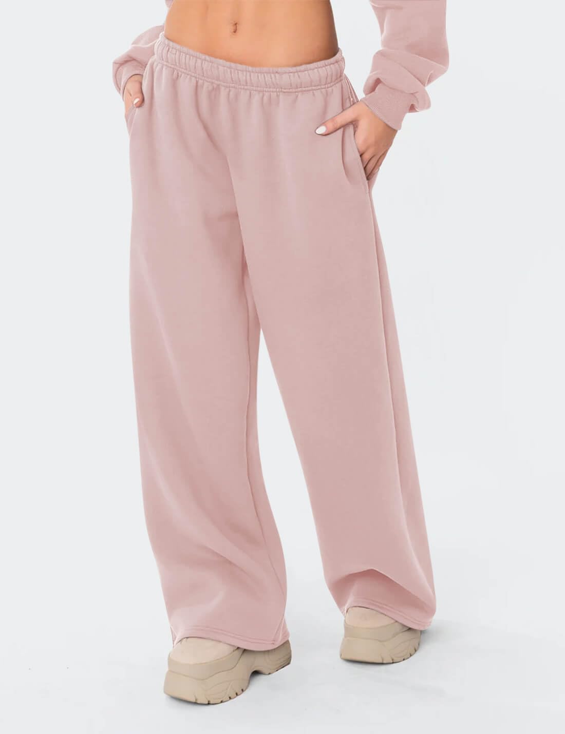 HeSaYep Women's Fleece Lined Sweatpants Wide Leg Thermal Winter Warm Baggy Sweat Pants with Pockets - Image 3