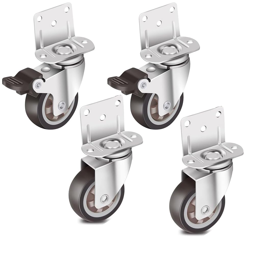 HASTHIP® L-Shaped Caster Wheels, 1 inch L-Shaped Small Rubber Casters Set of 4, 360 Degree Plate Swivel Castors Wheel, Casters Wheels for Furniture, Swivel Furniture Casters, Load 200LBS