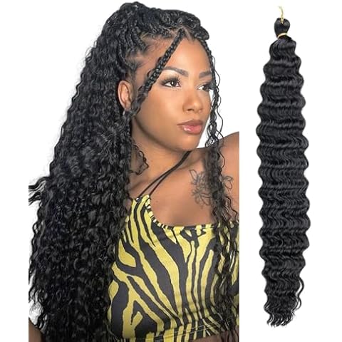 Curly Crochet Hair for Black Women, 18 Inch Curly Braiding Hair Ocean Wave for Bohemian Boho Braids Wavy, 1 Pack Color #1b Cover