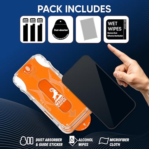 Image of AIBEX Privacy Tempered Glass Screen Protector for iPhone 13 /13 Pro /14 /16E | 9H Hardness | HD Clarity |Anti-Spy Privacy Protection | Easy Installation Kit with Applicator | Bubble-Free, Case Friendly