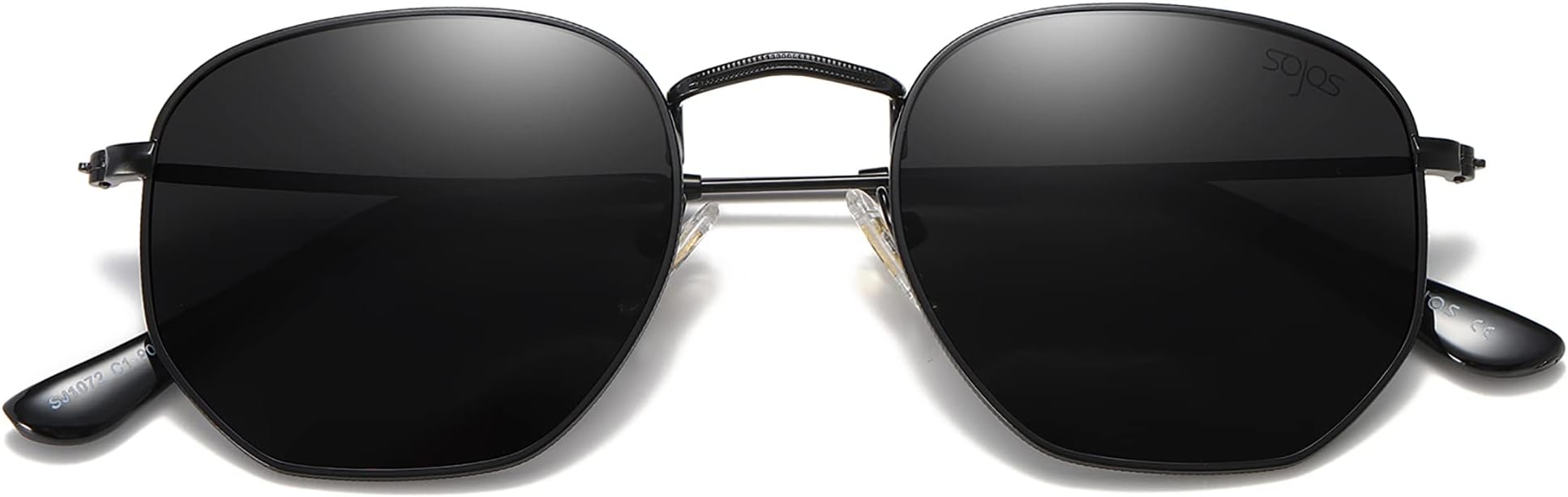 Small Square Polarized Sunglasses for Men and Women Polygon Mirrored Lens SJ1072 with Black Frame/Grey Lens, Matt Black, Tiny