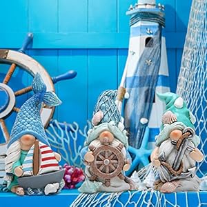 Hodao 3pcs ocean animals gnome summer decorations handmade beach element decor swedish nisse scandinavian elf fall indoor home ornaments figurines ocean1  urban country home decor