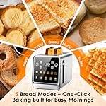 2 Slice Toaster Touch Screen 1.5" Wide Slot, Stainless Steel Digital Toaster for 5 Bread Types/6 Shade Settings/Single Slot Toasting/Memory Function/Defrost/Reheat - Image 3