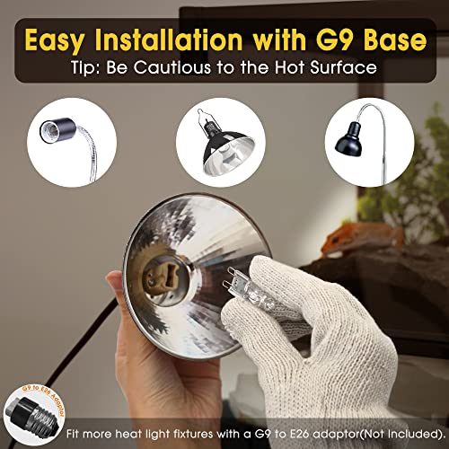 Image of Briignite G9 Heat Lamp Bulbs for Reptile, Mini Reptile Light, Dimmable G9 Mini Heat Bulbs Warm White 50W, 2 Pin Base UVA Reptile Heat Lamp, Bearded Dragon Gecko Turtle Lizard, 6 Pack