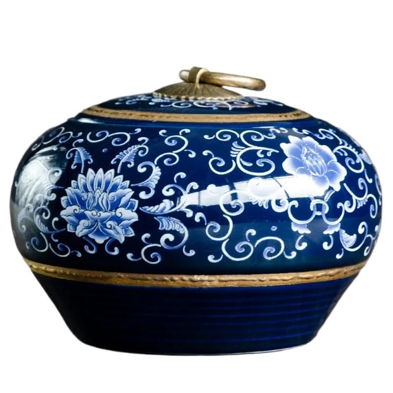 Lata de té de cerámica Azul, Tarro Sellado, Caja organizadora, recipientes para almacenar Alimentos, Juegos para la Cocina