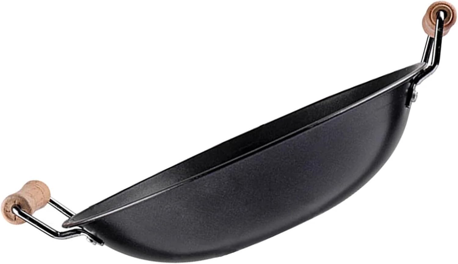 Stainless Steel Outdoor Wok Pan – Durable, Non-Stick Griddle Frying Pan with Wooden Handle, for Camping and Home Cooking on Gas, Electric, and Induction Stoves