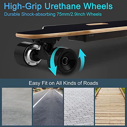 35.4" Electric Skateboard For Adults With Remote Control 12 Mph Top Speed 350W Motor 8 Layers Maple Electric Longboard Max Load 220 Lbs E-Skateboard (Black) #TOP4