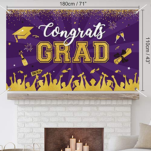 Party Greeting BP0372 Purple Graduation Banner 2022 Congrats Grad For Graduation Party Decoration Supplieslarge Graduation Fabric Backdrop thumb #1