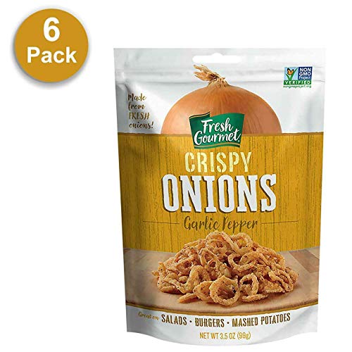 Fresh Gourmet Crispy Onions, Garlic Pepper, 3.5 Ounce (Pack of 6)