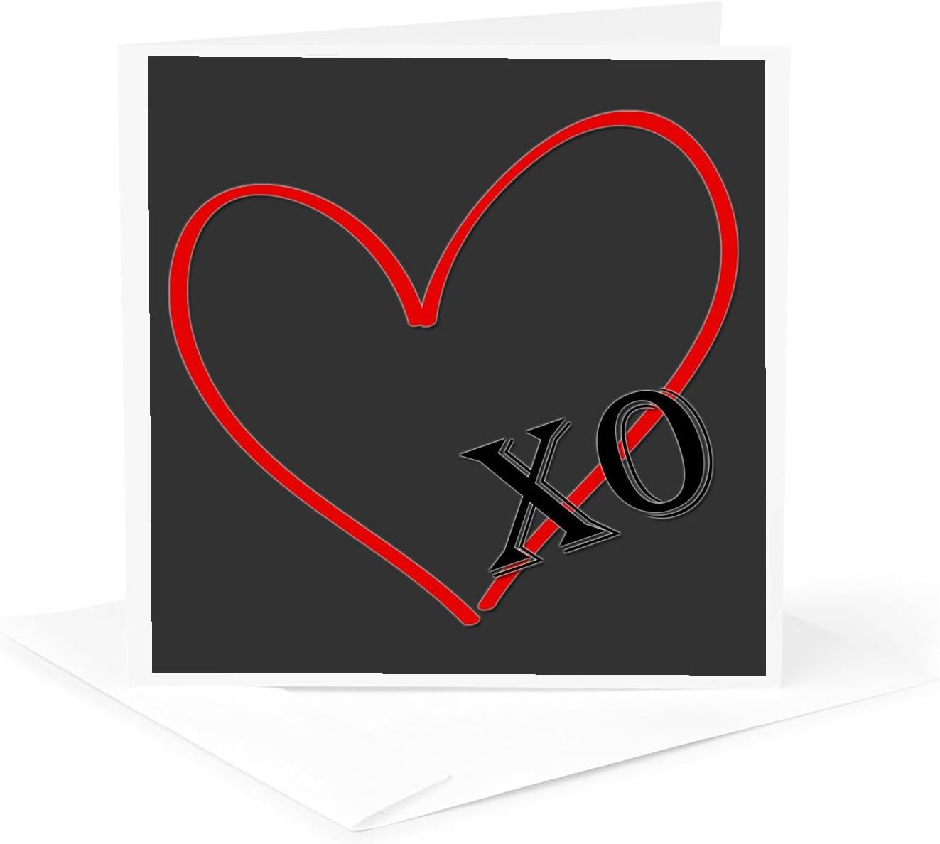 3dRose Love. Heart. XO. Valentines Day. - Greeting Card, 6 by 6-inch (gc_237100_5)