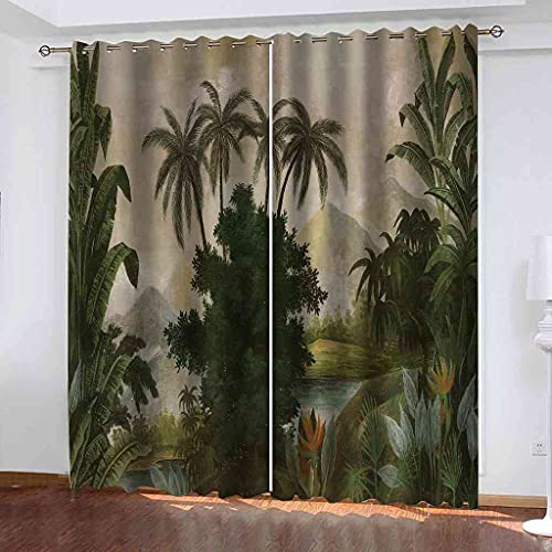 Rideau occultant jungle tropicale 264x242cm isolant phonique - 2