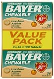 Bayer Chewable Aspirin Low Dose 81mg Orange Flavor - Value Pack,36 Count (Pack of 3)