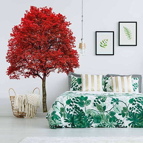 Pinkeleph® Large Red Oak Tree Wall Stickers - Nature Plant Tree Leaves Bedroom Living Room Wall Decals - Home Sofa Backdrop Tv Family Wall Decor (Xl, H: 60 Inches) #TOP2