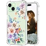Hungo for iPhone 15 Plus ケース 花柄 花 かわいい クリアデザイン ガーリー 女性用 ガールズ フローラル 透明ケース iPhone 15 Plus対応 美しいカーネーション