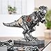 Produktbild Casablanca Steampunk T-Rex Dinosaur Skulptur, Kunstharz, silberfarben, metallische Optik, H: 25cm, B: 40cm, T: 13,5cm - Deko, Geschenk, Wohnzimmer, Sammlerstück