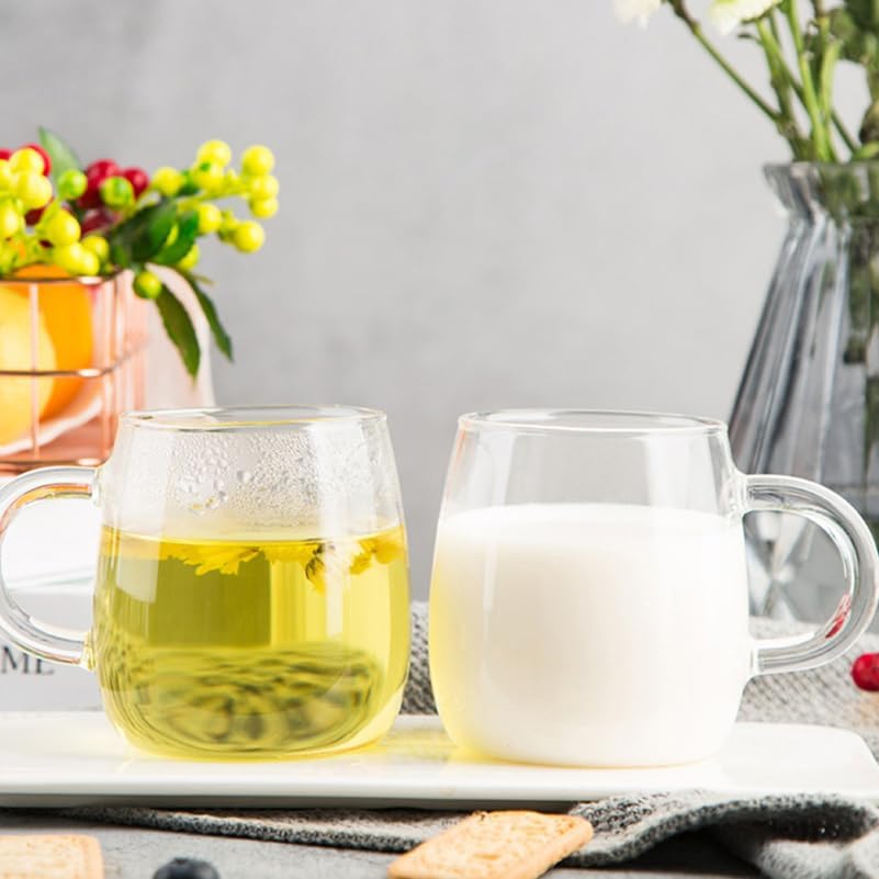 Hemoton Glass Drinking Cup 10Oz Clear Glass Mug with Comfortable Handle Multipurpose Juice Milk Water Beverage Tumbler for Home Kitchen - Image 8